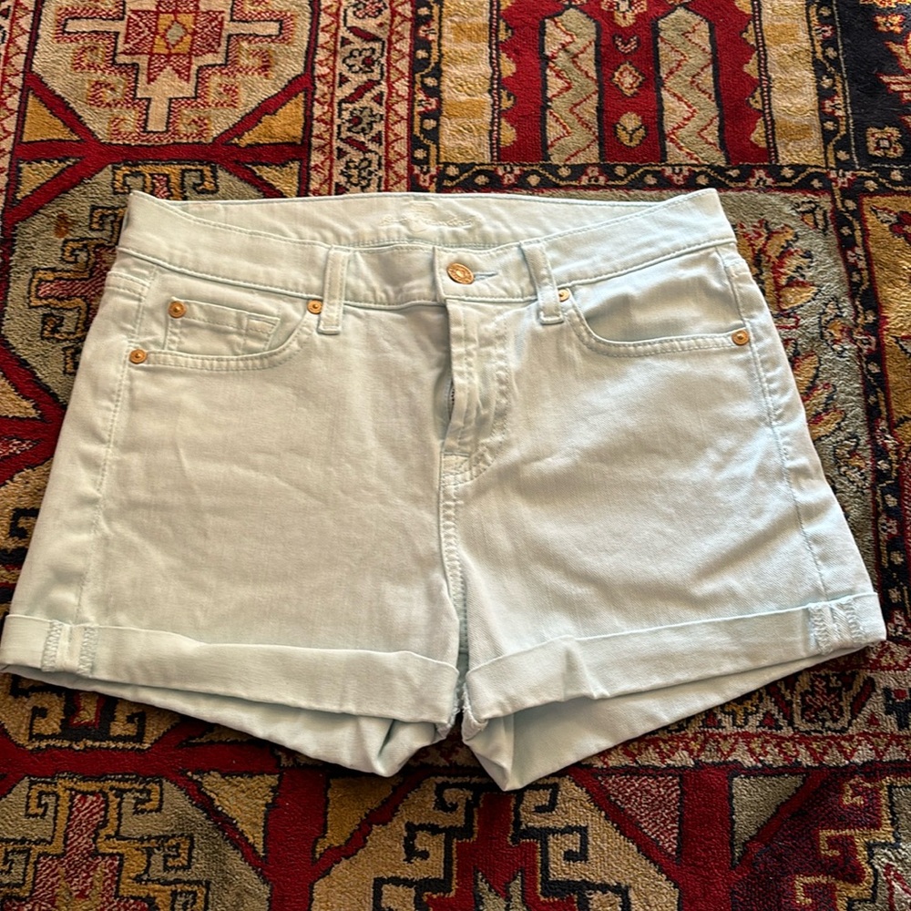 Light blue denim shorts